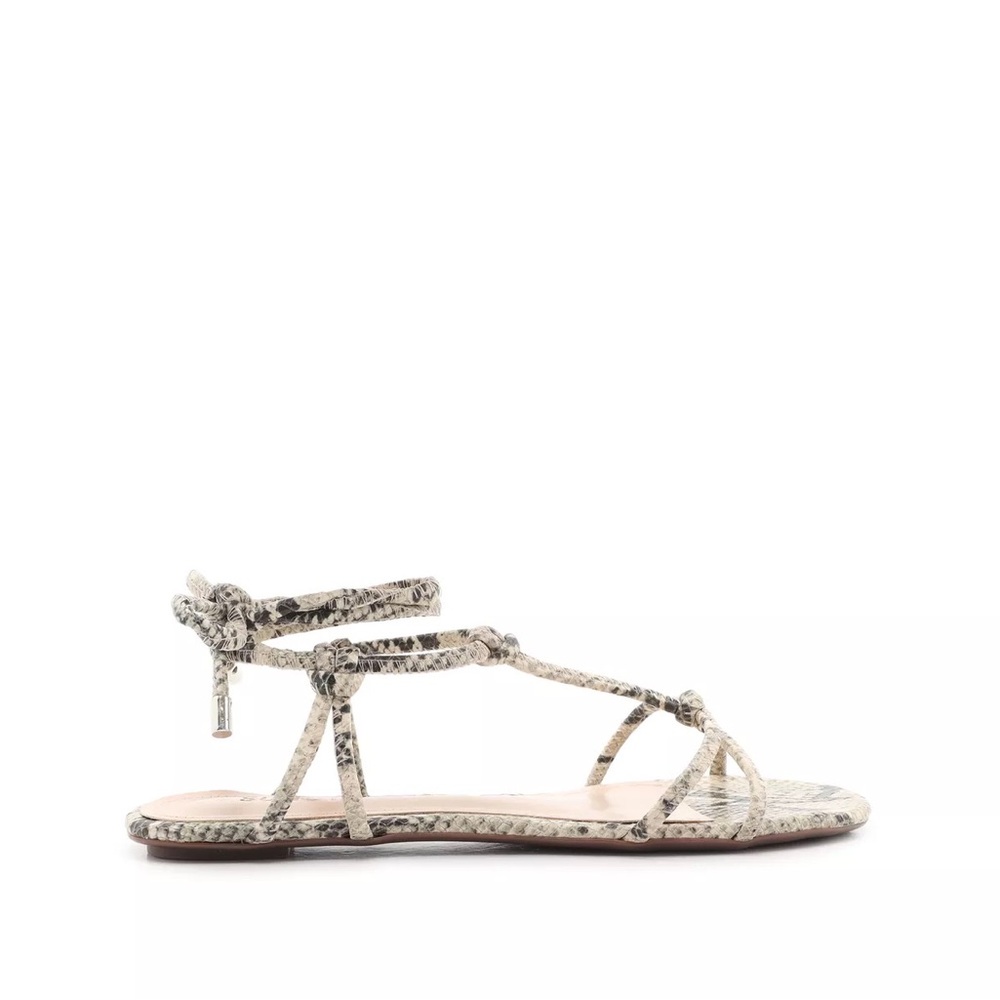 Schutz Blessing Lace Up Sandal in Black/White Snake 7.5